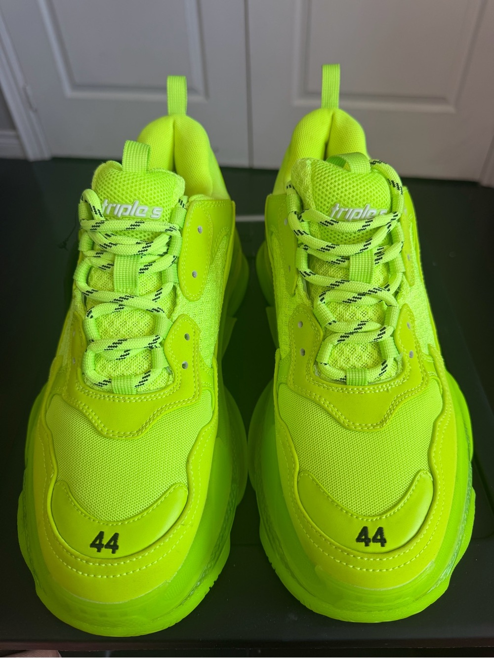 Balenciaga Neon Green Triple S Chunky Sneakers